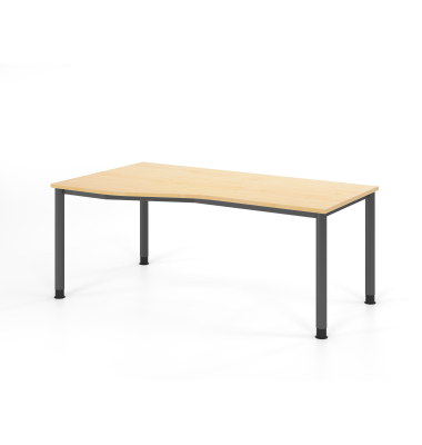 Schreibtisch VHS, manuell h&ouml;henverstellbar, 81cm (H), 180x100cm (BxT), ahorn / graphit