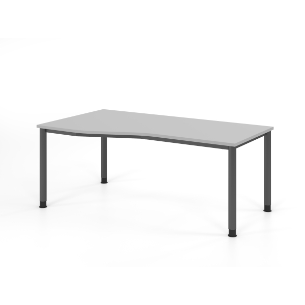 4032062310656 - HAMMERBACHER HS18 höhenverstellbarer Schreibtisch lichtgrau Trapezform 4-Fuß-Gestell grau 1800 x 800 1000 cm