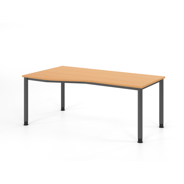 4032062310663 - HAMMERBACHER HS18 höhenverstellbarer Schreibtisch buche Trapezform 4-Fuß-Gestell grau 1800 x 800 1000 cm