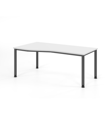 Schreibtisch VHS, manuell h&ouml;henverstellbar, 81cm (H), 180x100cm (BxT), wei&szlig; / graphit