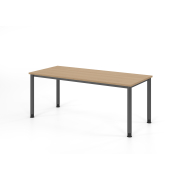 Schreibtisch VHS, manuell h&ouml;henverstellbar, 81cm (H), 180x80cm (BxT), eiche / graphit