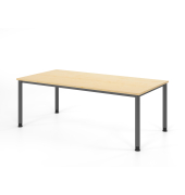 Schreibtisch VHS, manuell h&ouml;henverstellbar, 81cm (H), 200x100cm (BxT), ahorn / graphit