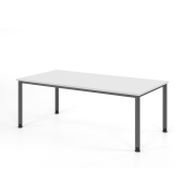 Schreibtisch VHS, manuell h&ouml;henverstellbar, 81cm (H), 200x100cm (BxT), wei&szlig; / graphit