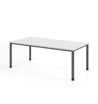 Schreibtisch VHS, manuell h&ouml;henverstellbar, 81cm (H), 200x100cm (BxT), wei&szlig; / graphit