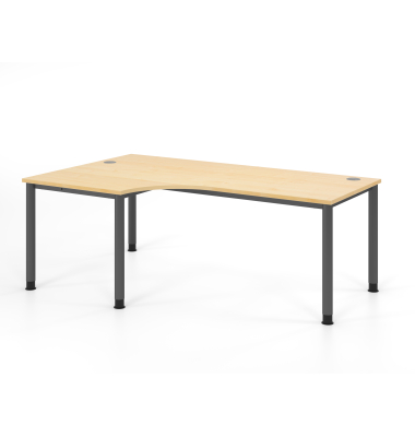 Schreibtisch VHS, manuell h&ouml;henverstellbar, 81cm (H), 200x120cm (BxT), ahorn / graphit
