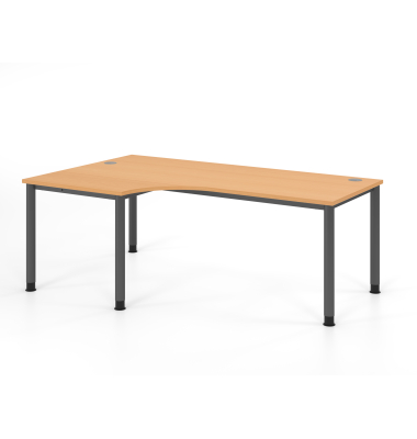 Schreibtisch VHS, manuell h&ouml;henverstellbar, 81cm (H), 200x120cm (BxT), buche / graphit