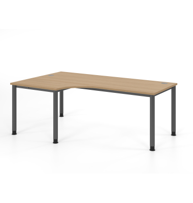 Schreibtisch VHS, manuell h&ouml;henverstellbar, 81cm (H), 200x120cm (BxT), eiche / graphit