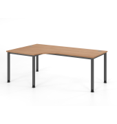 Schreibtisch VHS, manuell h&ouml;henverstellbar, 81cm (H), 200x120cm (BxT), nussbaum / graphit