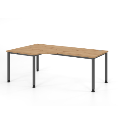 Schreibtisch VHS, manuell h&ouml;henverstellbar, 81cm (H), 200x120cm (BxT), asteiche / graphit