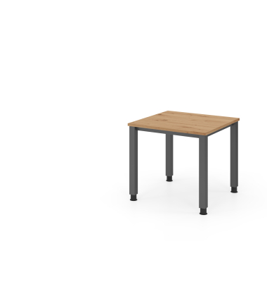 Schreibtisch VQS, manuell h&ouml;henverstellbar, 81cm (H), 80x80cm (BxT), asteiche / graphit