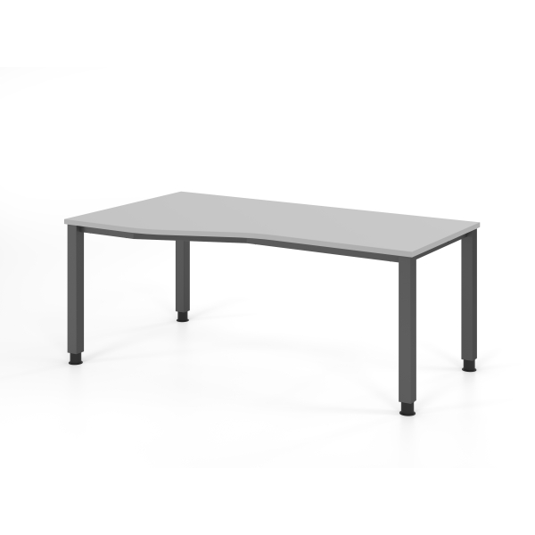 4032062311202 - HAMMERBACHER QS18 höhenverstellbarer Schreibtisch lichtgrau Trapezform 4-Fuß-Gestell grau 1800 x 800 1000 cm