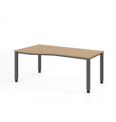 Schreibtisch VQS, manuell h&ouml;henverstellbar, 81cm (H), 180x100cm (BxT), eiche / graphit