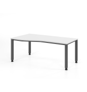 Schreibtisch VQS, manuell h&ouml;henverstellbar, 81cm (H), 180x100cm (BxT), wei&szlig; / graphit