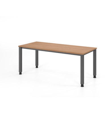 Schreibtisch VQS, manuell h&ouml;henverstellbar, 81cm (H), 180x80cm (BxT), nussbaum / graphit