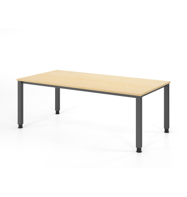 Schreibtisch VQS, manuell h&ouml;henverstellbar, 81cm (H), 200x100cm (BxT), ahorn / graphit