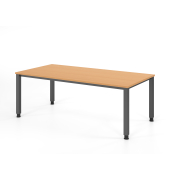 Schreibtisch VQS, manuell h&ouml;henverstellbar, 81cm (H), 200x100cm (BxT), buche / graphit