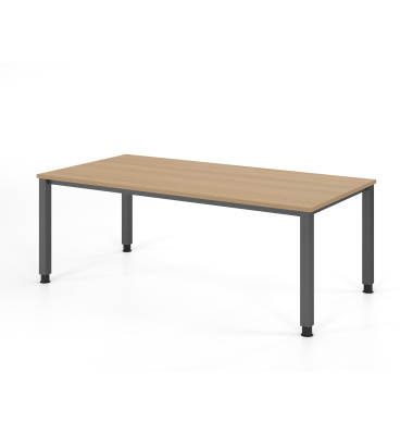 Schreibtisch VQS, manuell h&ouml;henverstellbar, 81cm (H), 200x100cm (BxT), eiche / graphit