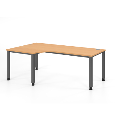 Schreibtisch VQS, manuell h&ouml;henverstellbar, 81cm (H), 200x120cm (BxT), buche / graphit