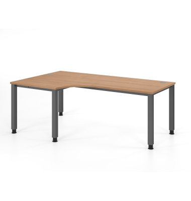 Schreibtisch VQS, manuell h&ouml;henverstellbar, 81cm (H), 200x120cm (BxT), nussbaum / graphit