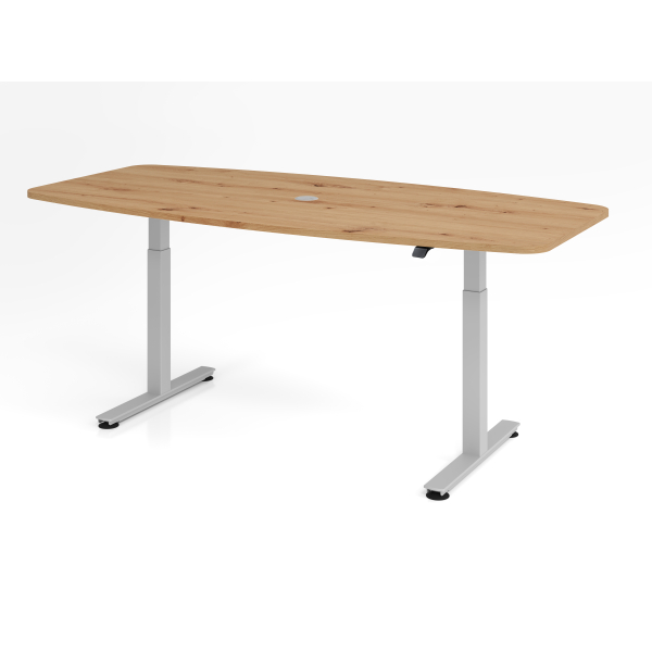 4032062313466 - Sitz-Steh-Konferenztisch VXMST elektrisch höhenverstellbar 120cm (H) 220x103cm (BxT) Asteiche   silber 4032062313466 Hammerba