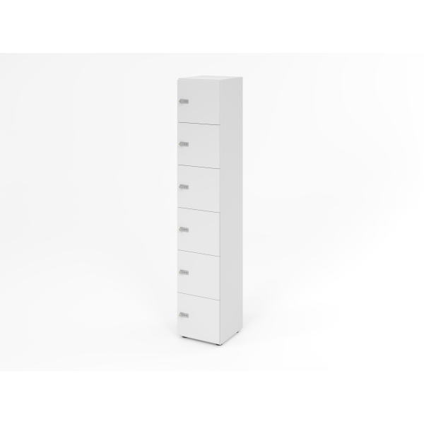 4032062314166 - HAMMERBACHER Schließfachschrank weiß V264L6 W W ZS 6 Schließfächer 400 x 420 x 2156 cm