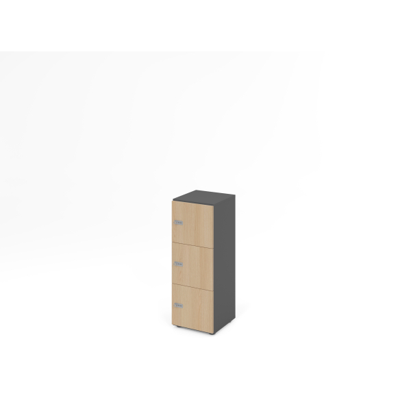 4032062314241 - HAMMERBACHER Schließfachschrank grafit eiche V234L3 G E ZS 3 Schließfächer 400 x 420 x 1100 cm