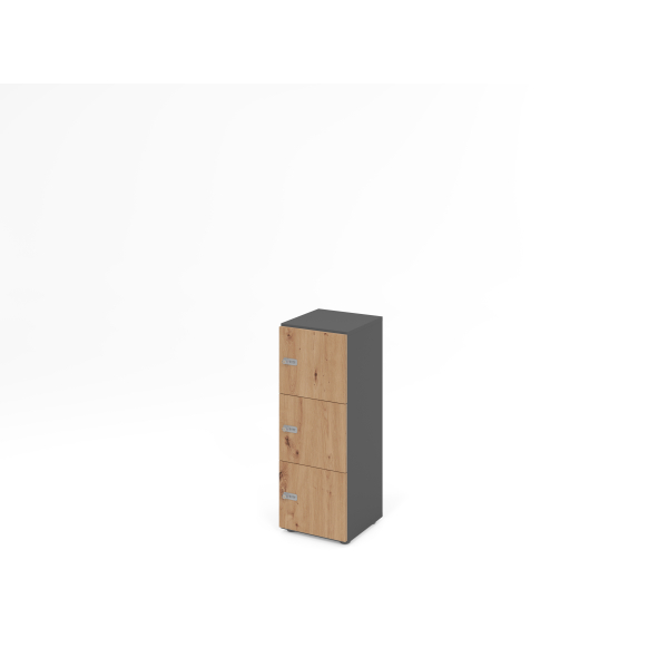 4032062314265 - HAMMERBACHER Schließfachschrank grafit asteiche V234L3 G R ZS 3 Schließfächer 400 x 420 x 1100 cm