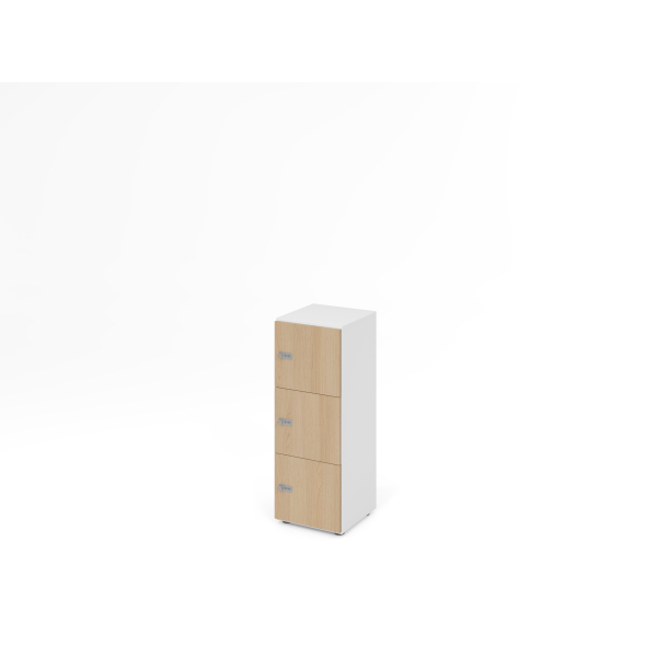 4032062314326 - Schließfachschrank Topas Line 3 Ordnerhöhen 3 Fächer Zahlenschloss B 400 x T 420 x H 1100 mm weiß Eiche