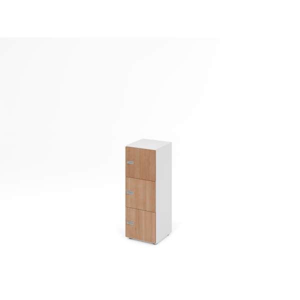 4032062314333 - HAMMERBACHER Schließfachschrank weiß nussbaum V234L3 W N ZS 3 Schließfächer 400 x 420 x 1100 cm