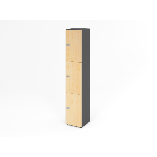 4032062314388 - HAMMERBACHER Schließfachschrank grafit ahorn V264L3 G 3 ZS 3 Schließfächer 400 x 420 x 2156 cm