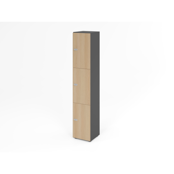 4032062314418 - HAMMERBACHER Schließfachschrank grafit eiche V264L3 G E ZS 3 Schließfächer 400 x 420 x 2156 cm