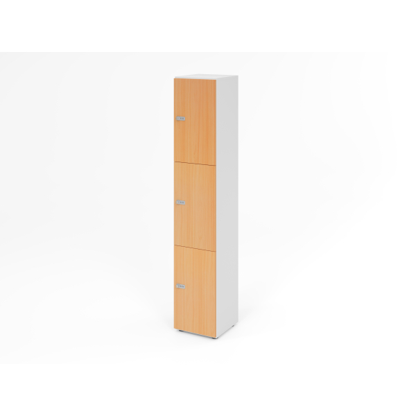 4032062314487 - HAMMERBACHER Schließfachschrank weiß buche V264L3 W 6 ZS 3 Schließfächer 400 x 420 x 2156 cm