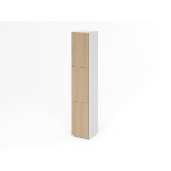 4032062314494 - Schließfachschrank Topas Line 6 Ordnerhöhen 3 Fächer Zahlenschloss B 400 x T 420 x H 2156 mm weiß Eiche