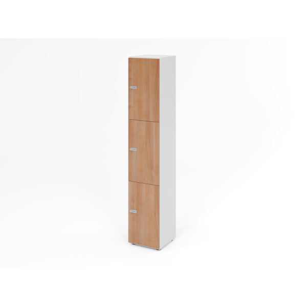 4032062314500 - HAMMERBACHER Schließfachschrank weiß nussbaum V264L3 W N ZS 3 Schließfächer 400 x 420 x 2156 cm