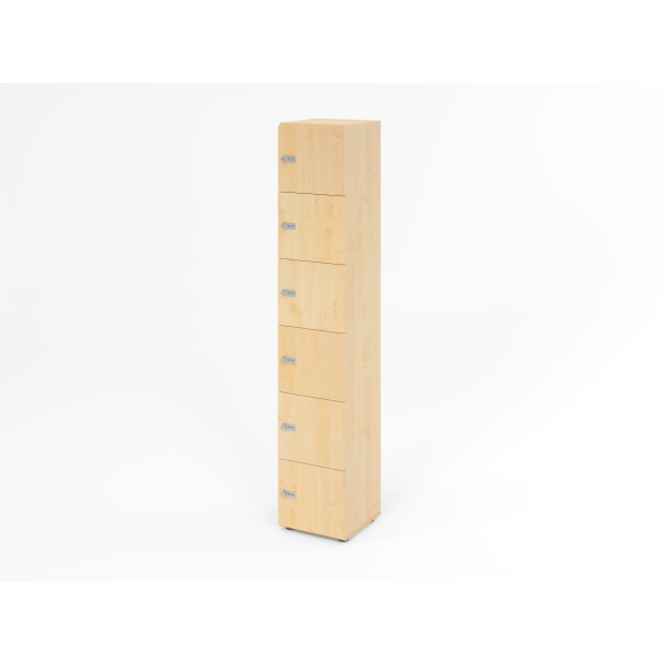 4032062314524 - Schließfachschrank Topas Line 6 Ordnerhöhen 6 Fächer Zahlenschloss B 400 x T 420 x H 2156 mm Ahorn Ahorn