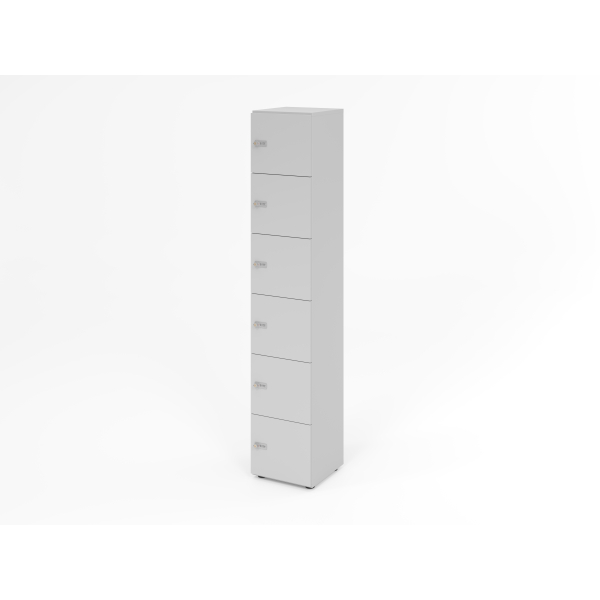 4032062314531 - Schließfachschrank Topas Line 6 Ordnerhöhen 6 Fächer Zahlenschloss B 400 x T 420 x H 2156 mm grau grau
