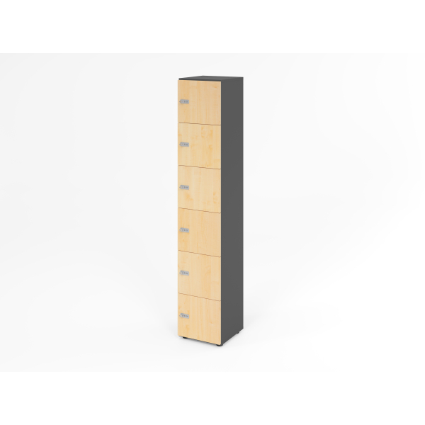 4032062314555 - HAMMERBACHER Schließfachschrank grafit ahorn V264L6 G 3 ZS 6 Schließfächer 400 x 420 x 2156 cm