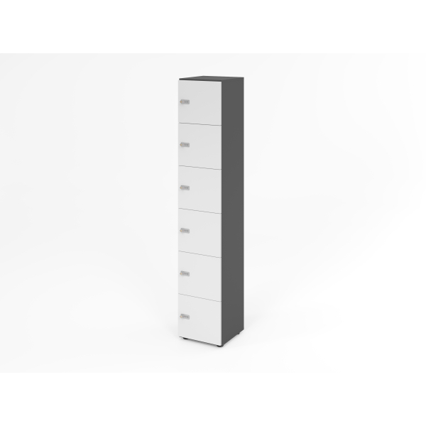 4032062314616 - Schließfachschrank Topas Line 6 Ordnerhöhen 6 Fächer Zahlenschloss B 400 x T 420 x H 2156 mm graphit weiß