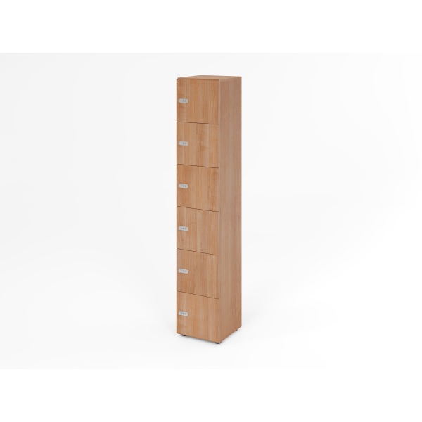 4032062314623 - Schließfachschrank Topas Line 6 Ordnerhöhen 6 Fächer Zahlenschloss B 400 x T 420 x H 2156 mm Nussbaum Nussbaum