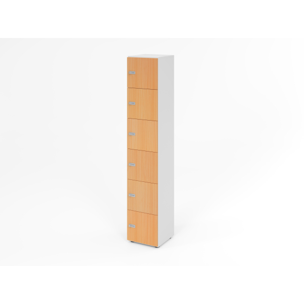 4032062314654 - HAMMERBACHER Schließfachschrank weiß buche V264L6 W 6 ZS 6 Schließfächer 400 x 420 x 2156 cm