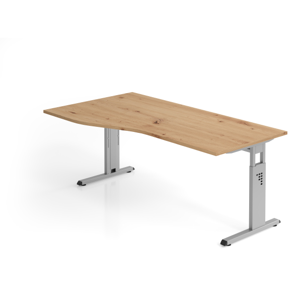 4032062314920 - Schreibtisch VOS manuell höhenverstellbar 85cm (H) 180x100cm (BxT) Asteiche   silber 4032062314920 Hammerbacher