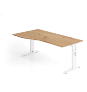 Schreibtisch VOS, manuell h&ouml;henverstellbar, 85cm (H), 180x100cm (BxT), asteiche / wei&szlig;