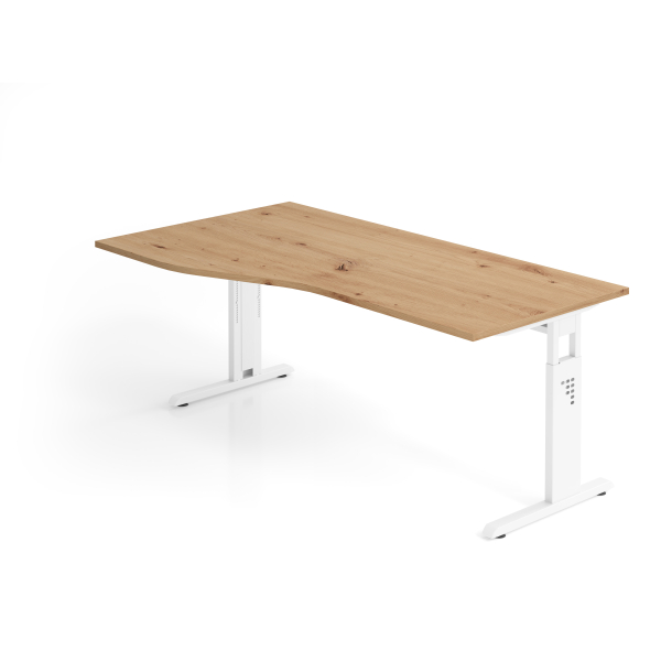 4032062314937 - Schreibtisch VOS manuell höhenverstellbar 85cm (H) 180x100cm (BxT) Asteiche   weiß 4032062314937 Hammerbacher