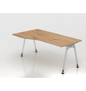 Schreibtisch VAS, manuell h&ouml;henverstellbar, 76cm (H), 180x100cm (BxT), asteiche / silber