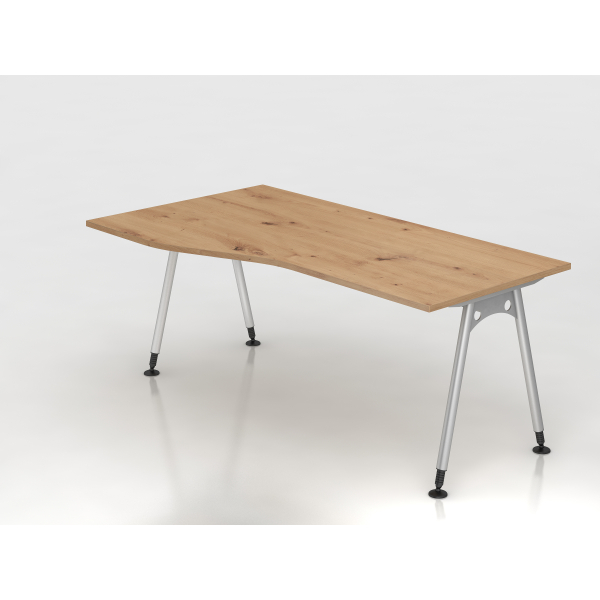 4032062315002 - Schreibtisch VAS manuell höhenverstellbar 76cm (H) 180x100cm (BxT) Asteiche   silber 4032062315002 Hammerbacher