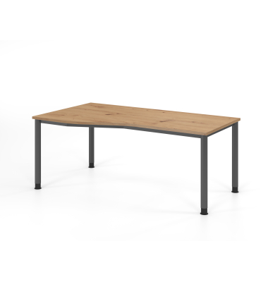 Schreibtisch VHS, manuell h&ouml;henverstellbar, 81cm (H), 180x100cm (BxT), asteiche / graphit