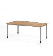 Schreibtisch VHS, manuell h&ouml;henverstellbar, 81cm (H), 180x100cm (BxT), asteiche / silber