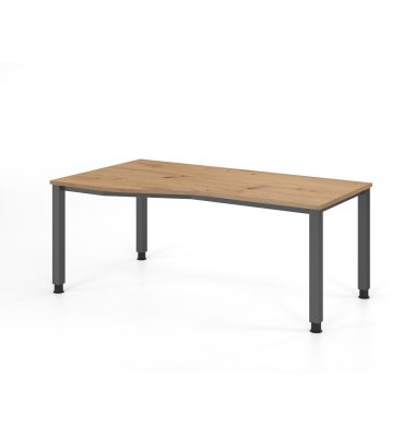 Schreibtisch VQS, manuell h&ouml;henverstellbar, 81cm (H), 180x100cm (BxT), asteiche / graphit