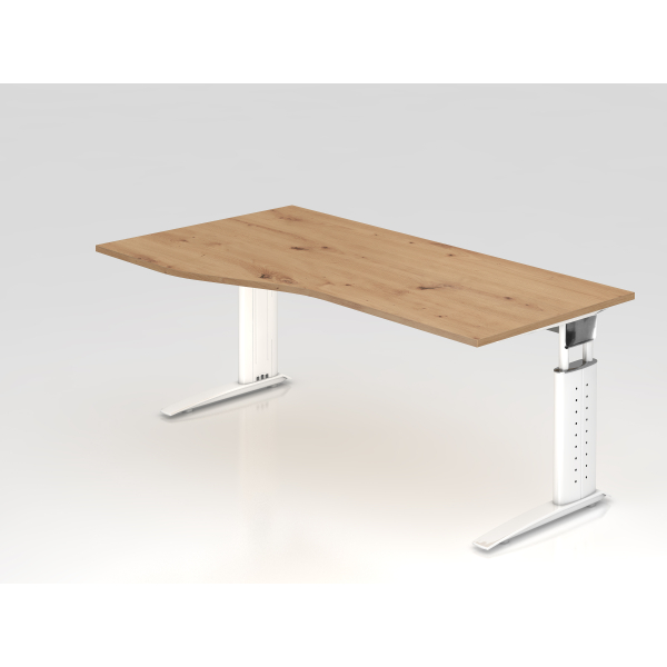 4032062315095 - Schreibtisch VUS manuell höhenverstellbar 86cm (H) 180x100cm (BxT) Asteiche   weiß 4032062315095 Hammerbacher