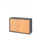 Schiebet&uuml;renschrank V1752/V1753 V1752S/G/6/CE, abschlie&szlig;bar, 2 OH, graphit/buche, 120x74,8x40cm (BxHxT)